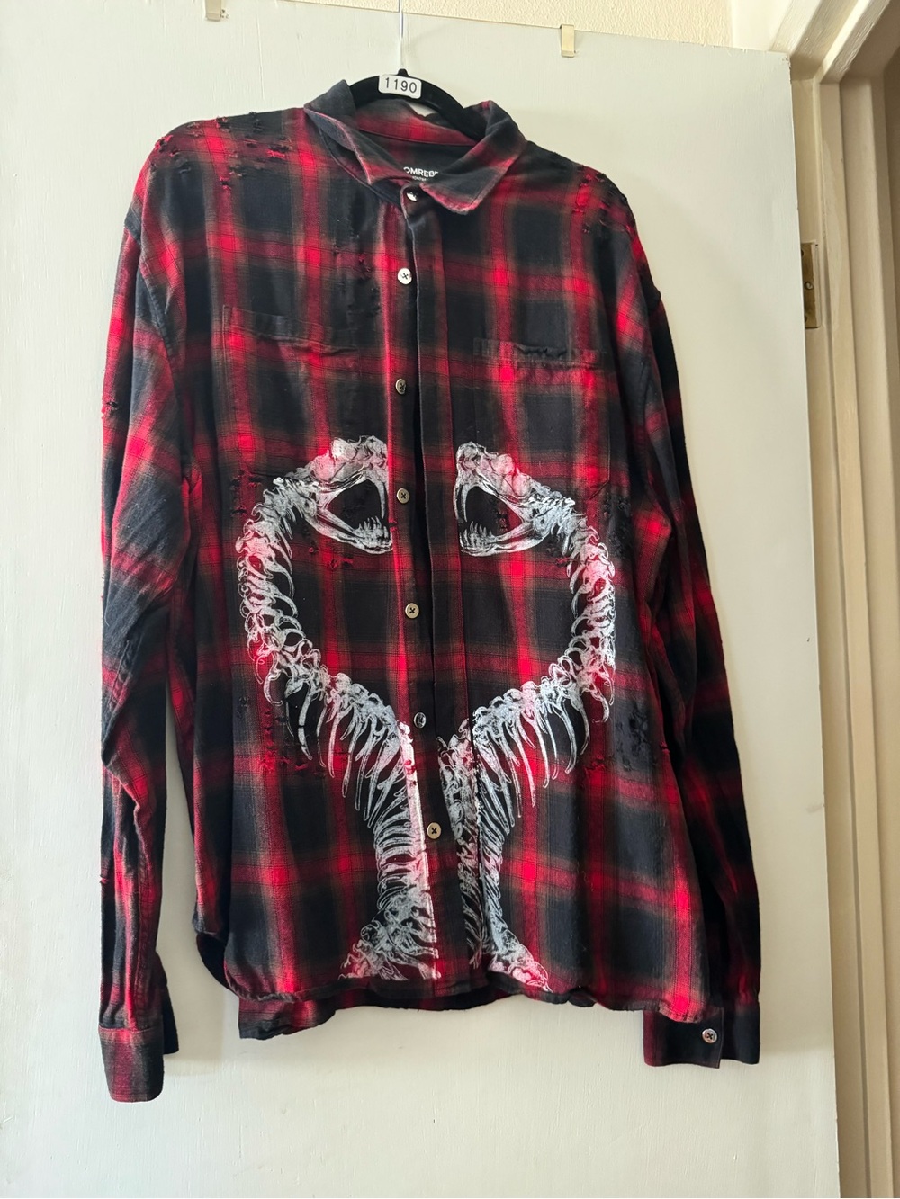Dom Rebel red and black plaid shirt